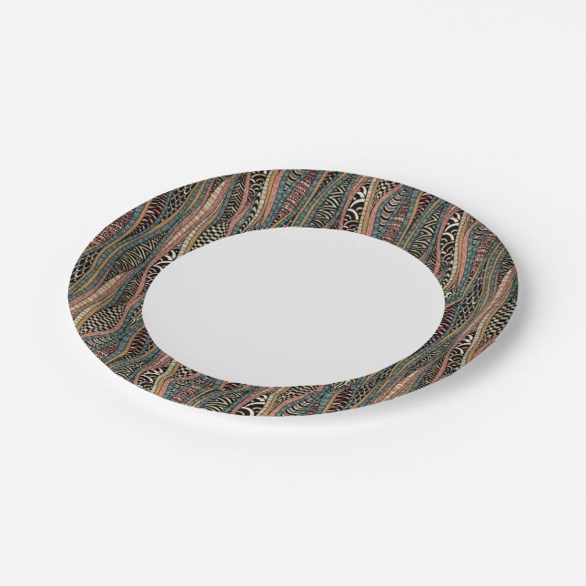 Abstract pattern in ethnic style paper plate (Angled)