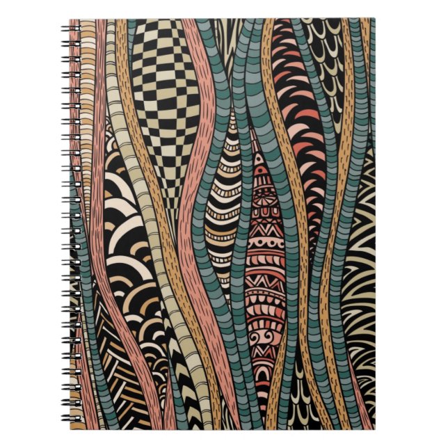 Abstract pattern in ethnic style spiral notebook (Front)