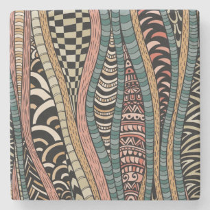 Abstract pattern in ethnic style stone coaster