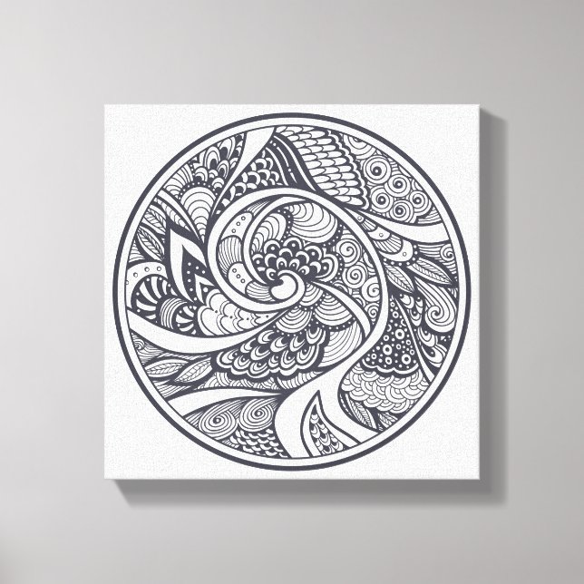 Abstract Pattern In Zen-Doodle Style 6 Canvas Print (Front)