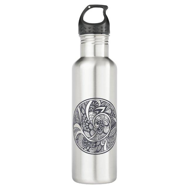 Abstract Pattern In Zen-Doodle Style 710 Ml Water Bottle (Front)