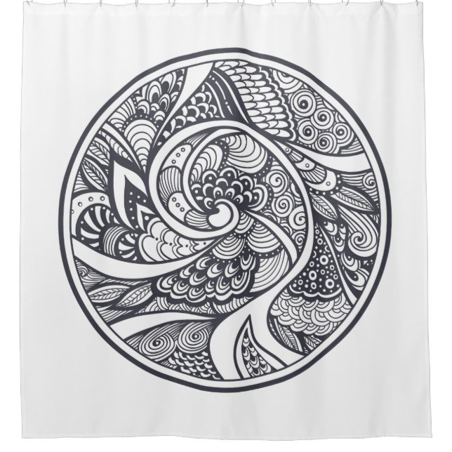 Abstract Pattern In Zen-Doodle Style Shower Curtain (Front)