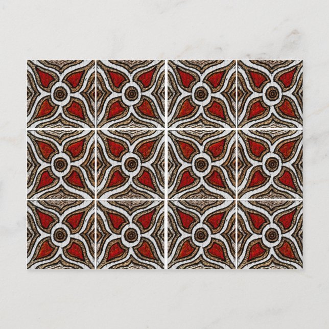Abstract Pattern Inspired by Portuguese Azulejos Postcard (Front)