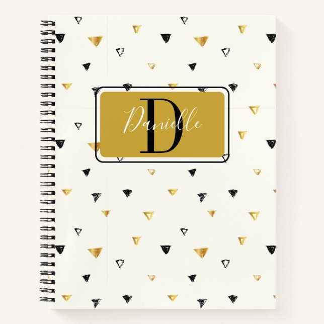 Abstract Pattern Monogram Script Modern Custom Notebook (Front)