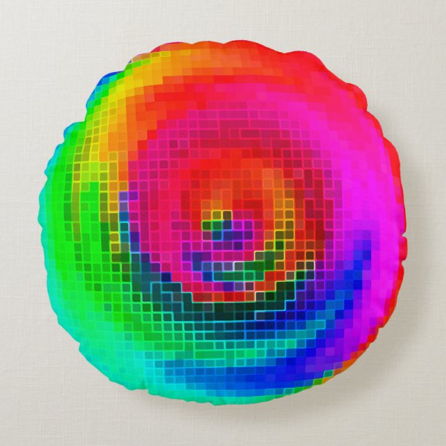abstract pattern, multicolored geometric wallpaper round cushion (Front)
