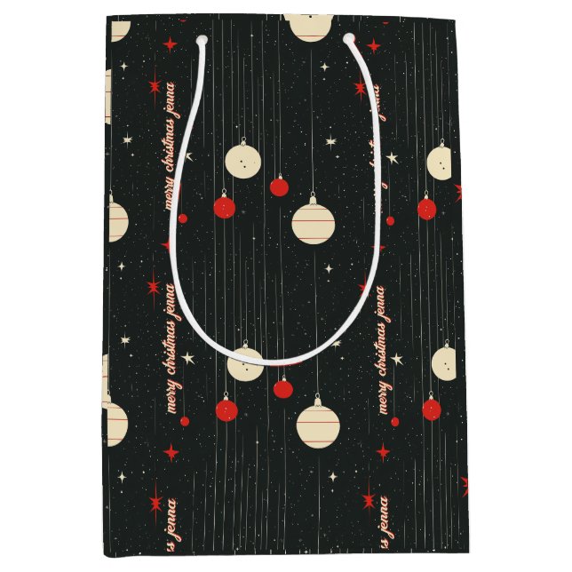 Abstract Pattern of Christmas Ornaments Medium Gift Bag (Front)