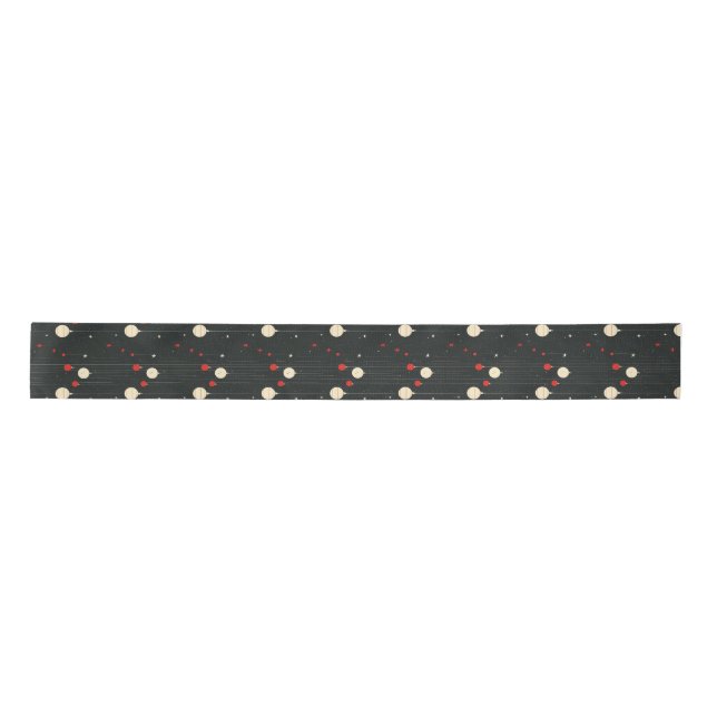 Abstract Pattern of Christmas Ornaments Satin Ribbon (Front)