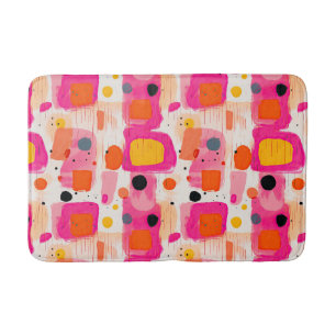 Abstract Pattern of Colourful Blocks Mid Century  Bath Mat