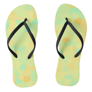 Abstract pattern of yellow and green shapes jandals