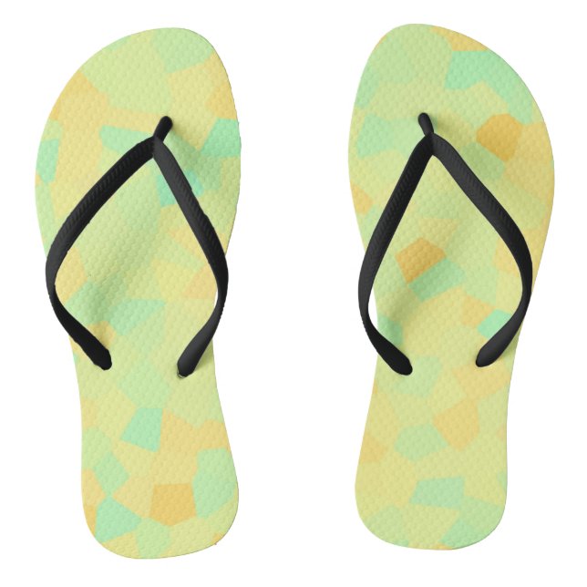 Abstract pattern of yellow and green shapes jandals (Footbed)