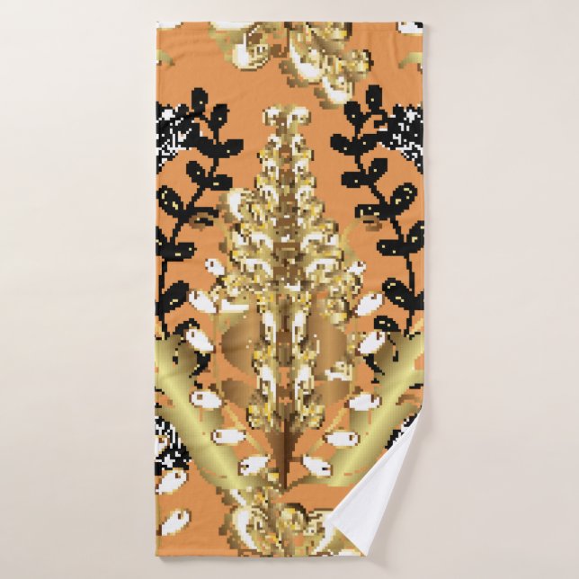 abstract pattern on orange yellow background with  bath towel (Bath Towel)
