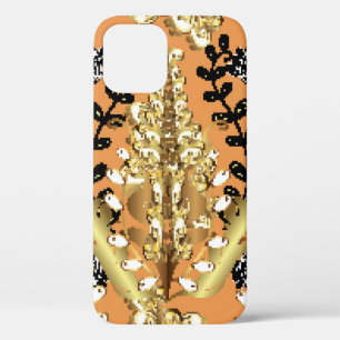 abstract pattern on orange yellow background with  iPhone 12 case