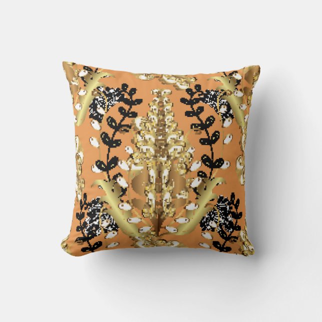 abstract pattern on orange yellow background with  cushion (Front)