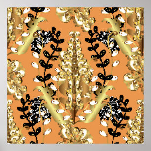 abstract pattern on orange yellow background with poster