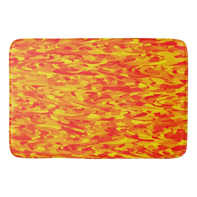 Abstract Pattern Orange Red Yellow Bath Mat (Front)