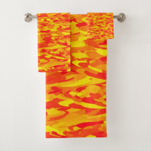 Abstract Pattern Orange Red Yellow Bath Towel Set