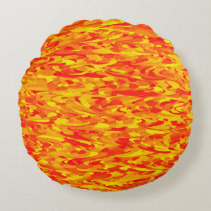 Abstract Pattern Orange Red Yellow Round Cushion
