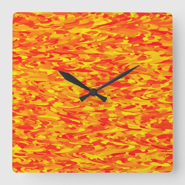 Abstract Pattern Orange Red Yellow Square Wall Clock (Front)