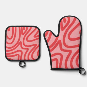 abstract pattern oven mitt & pot holder set