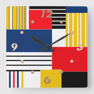 Abstract pattern . Patchwork . Square Wall Clock