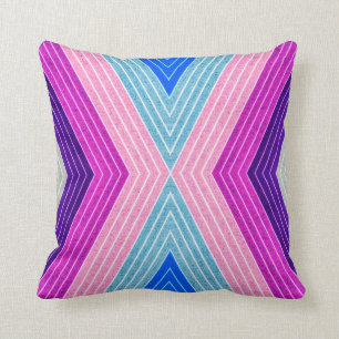 ABSTRACT PATTERN PILLOW, Purple Blue Retro Cushion