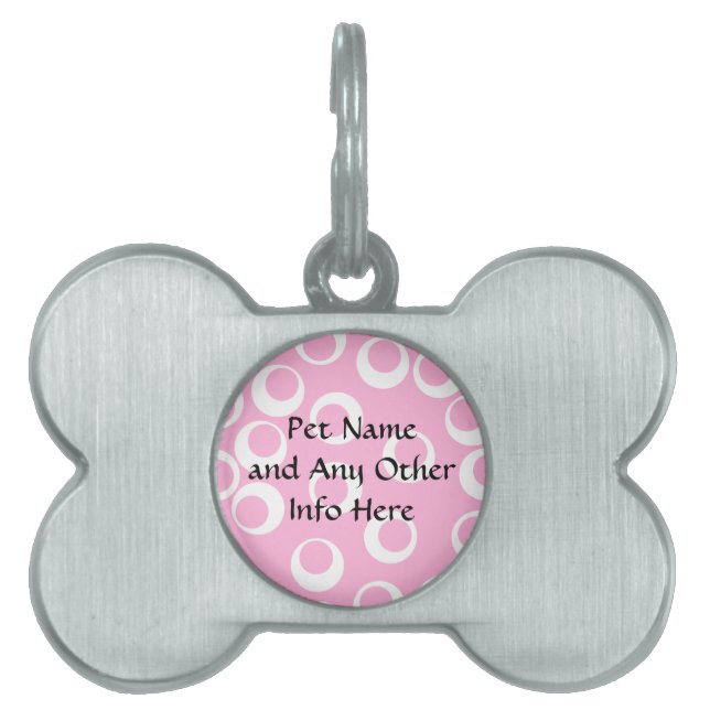 Abstract Pattern. Pink and White. Pet Tag (Front)