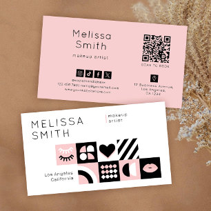 Abstract Pattern Pink Makeup Lash Beauty Salon Business Card