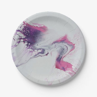Abstract pattern pink purple white. paper plate