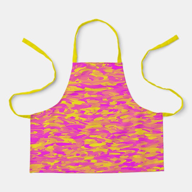 Abstract Pattern Pink Yellow Orange Apron (Front)