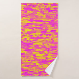Abstract Pattern Pink Yellow Orange Bath Towel