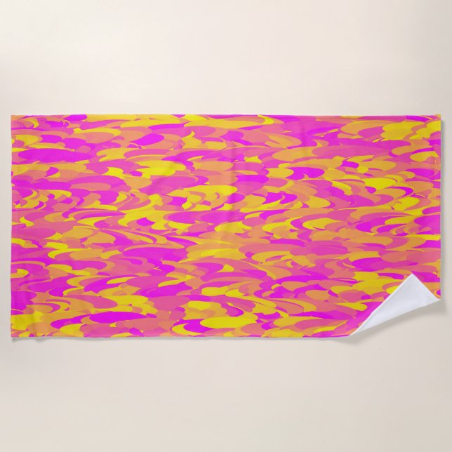 Abstract Pattern Pink Yellow Orange Beach Towel (Front)