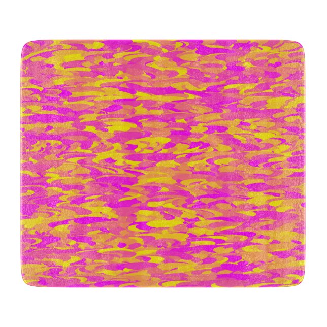 Abstract Pattern Pink Yellow Orange Cutting Board (Front)