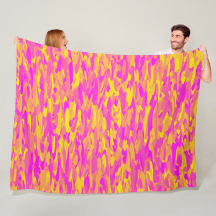 Abstract Pattern Pink Yellow Orange Fleece Blanket