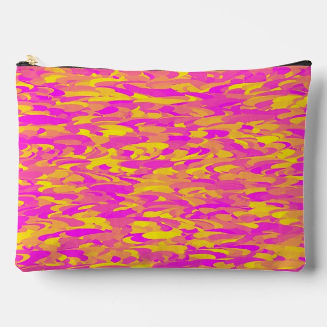 Abstract Pattern Pink Yellow Orange Large Accessory Pouch (Front)
