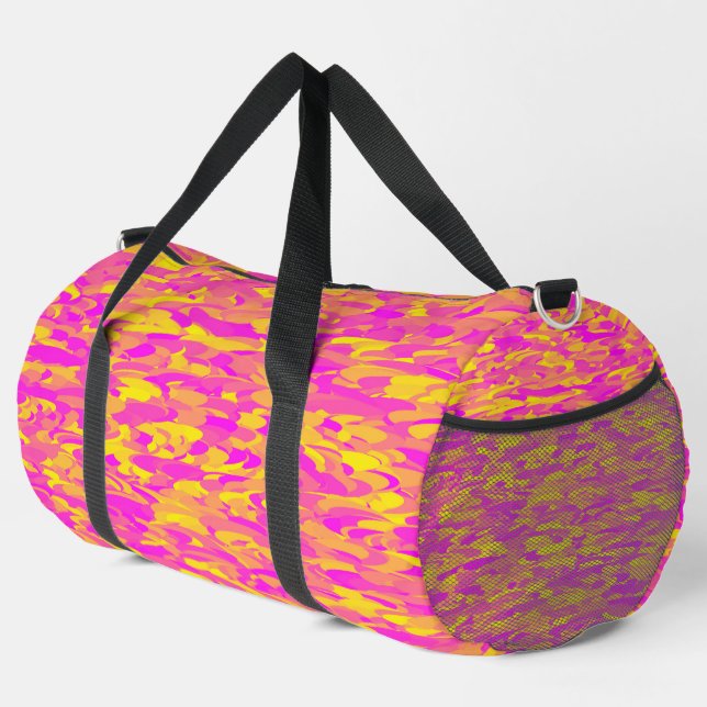 Abstract Pattern Pink Yellow Orange Large Duffle Bag (Right Corner)