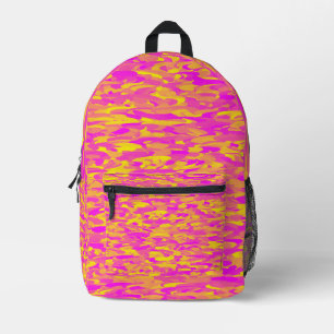 Abstract Pattern Pink Yellow Orange Printed Backpack