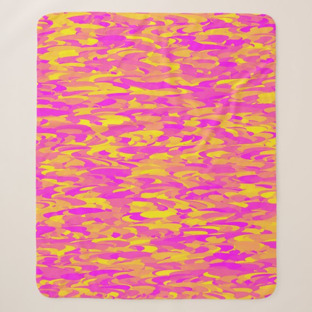 Abstract Pattern Pink Yellow Orange Sherpa Blanket (Front)