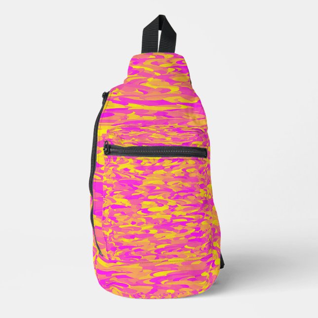Abstract Pattern Pink Yellow Orange Sling Bag (Front)