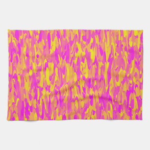 Abstract Pattern Pink Yellow Orange Tea Towel