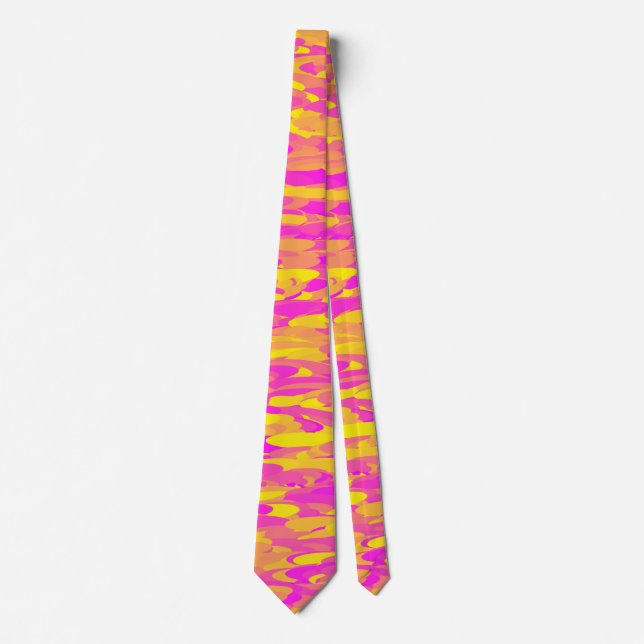 Abstract Pattern Pink Yellow Orange Tie (Front)