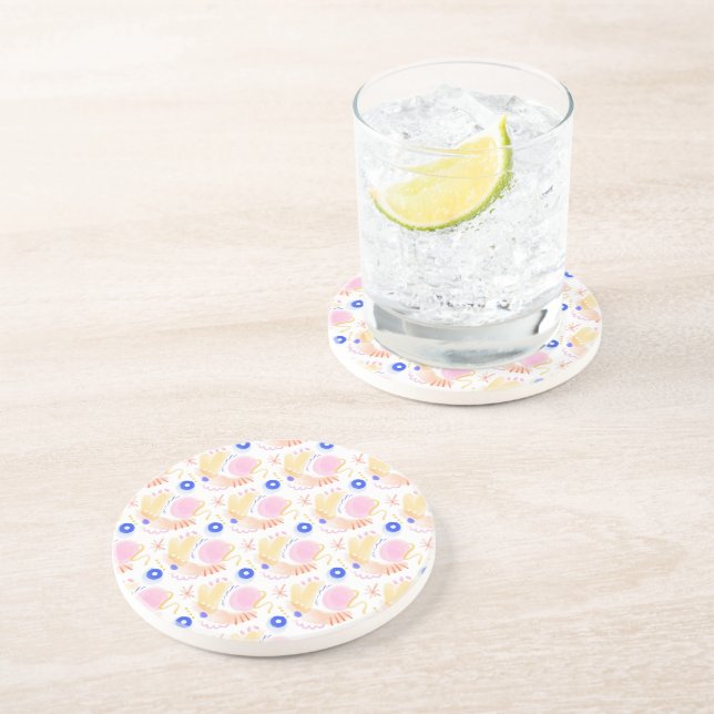 Abstract pattern plate with pastel colours  coaster (Side)