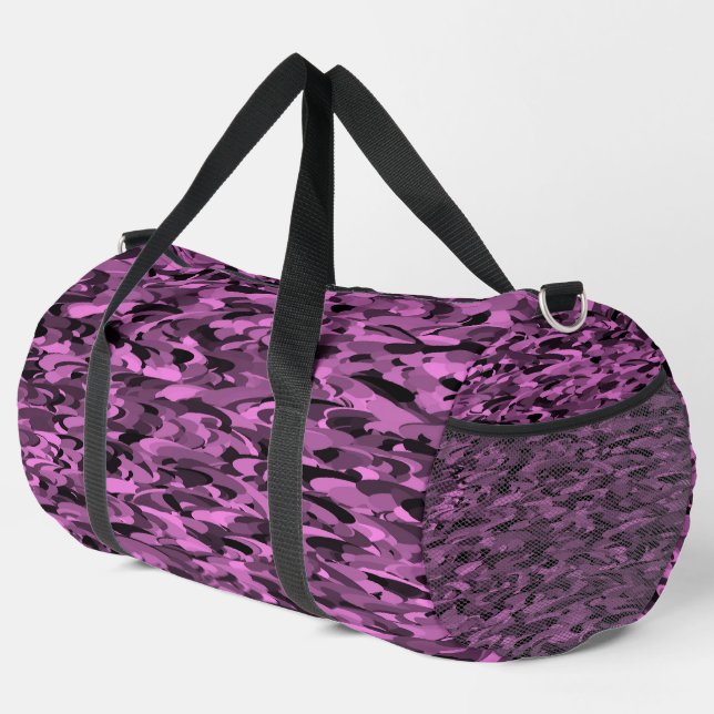 Abstract Pattern Purple Black Large Duffel Bag (Right Corner)