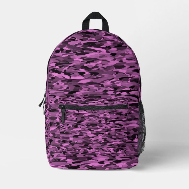 Abstract Pattern Purple Black Printed Backpack (Front)