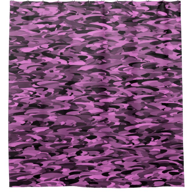 Abstract Pattern Purple Black Shower Curtain (Front)
