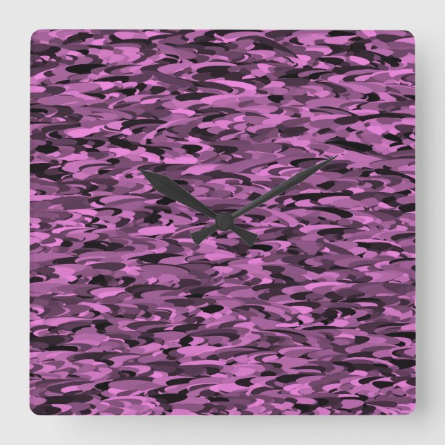 Abstract Pattern Purple Black Square Wall Clock (Front)