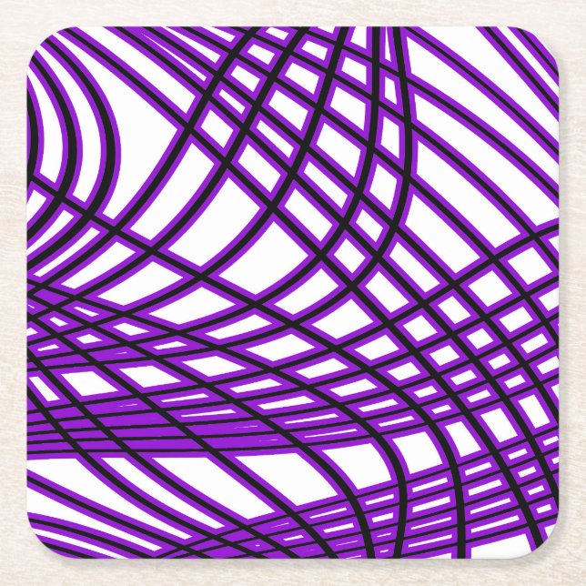 Abstract pattern - purple square paper coaster (Front)