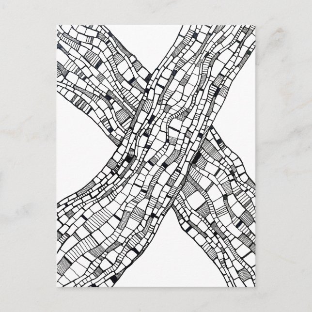 Abstract Pattern Rectangle Shapes Pen Art Postcard (Front)