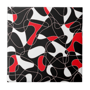 Abstract pattern - red, black and white. tile