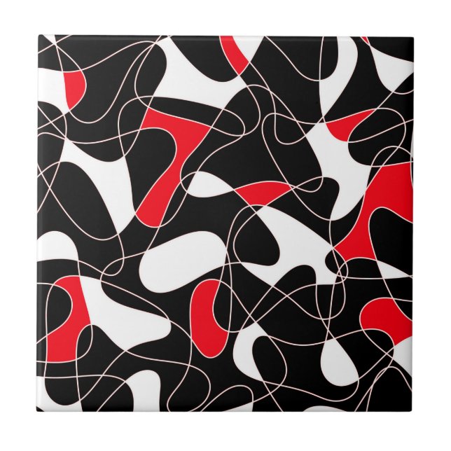 Abstract pattern - red, black and white. tile (Front)