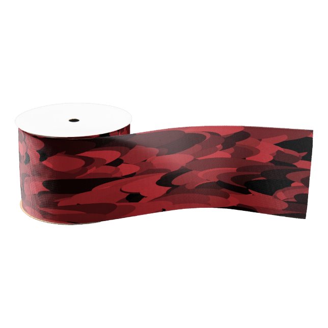 Abstract Pattern Red Black Grosgrain Ribbon (Spool)